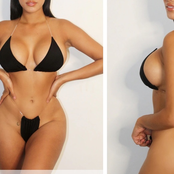 Clear Strap Triangle Thong Bikini - Picture 3 of 10